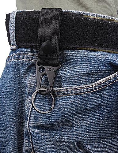 Xtacer Tactical Molle Key Ring Gear Key Keeper Keychain Snap Secure Belt Webbing Keychain (Black, Pack Of 4) #TOP1