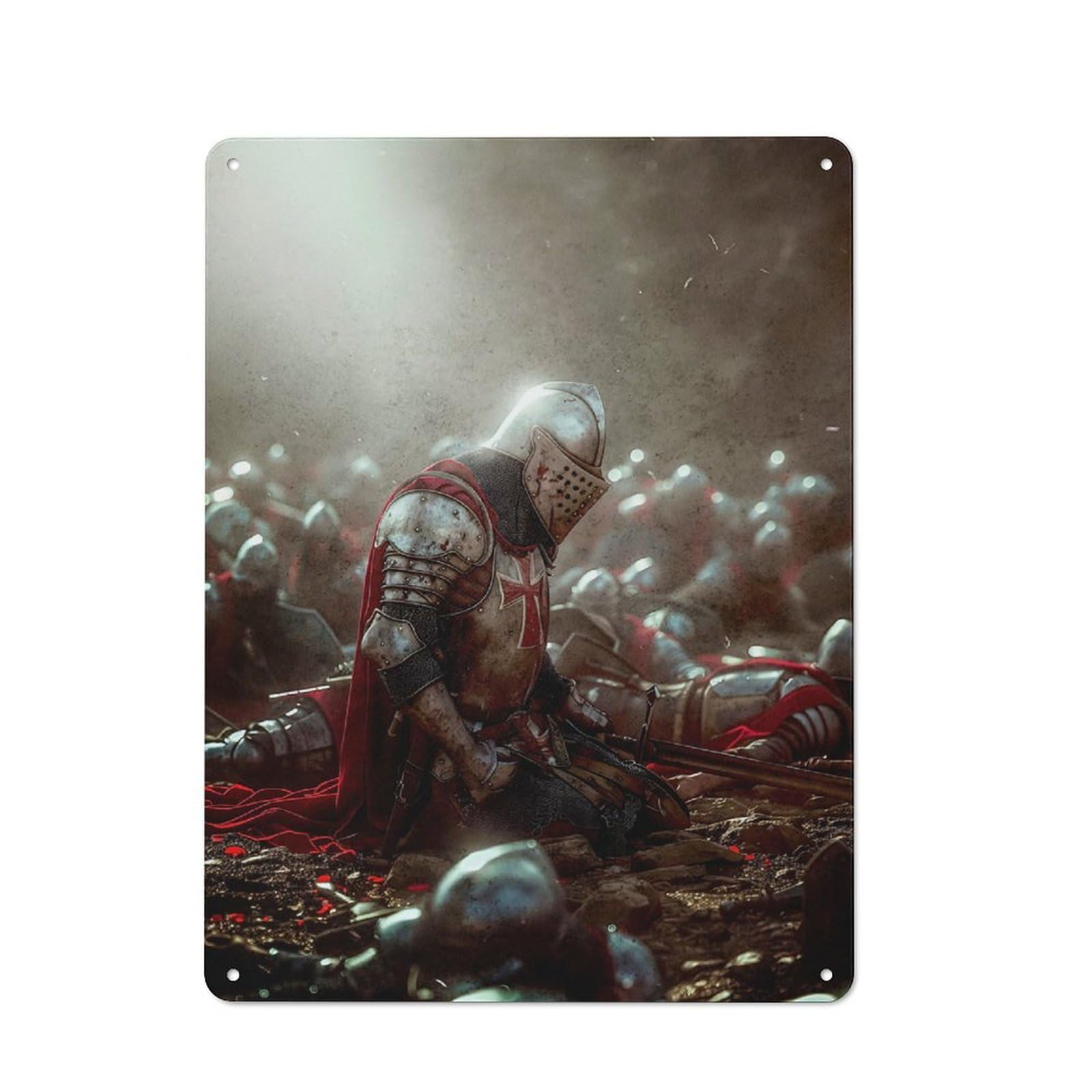 Junmoney Kneeling For The Fallen Retro-Style Tin Sign 40X30cm For Man Cave Or Games Room, A Metal Wall Feature For Games Rooms And Man Caves