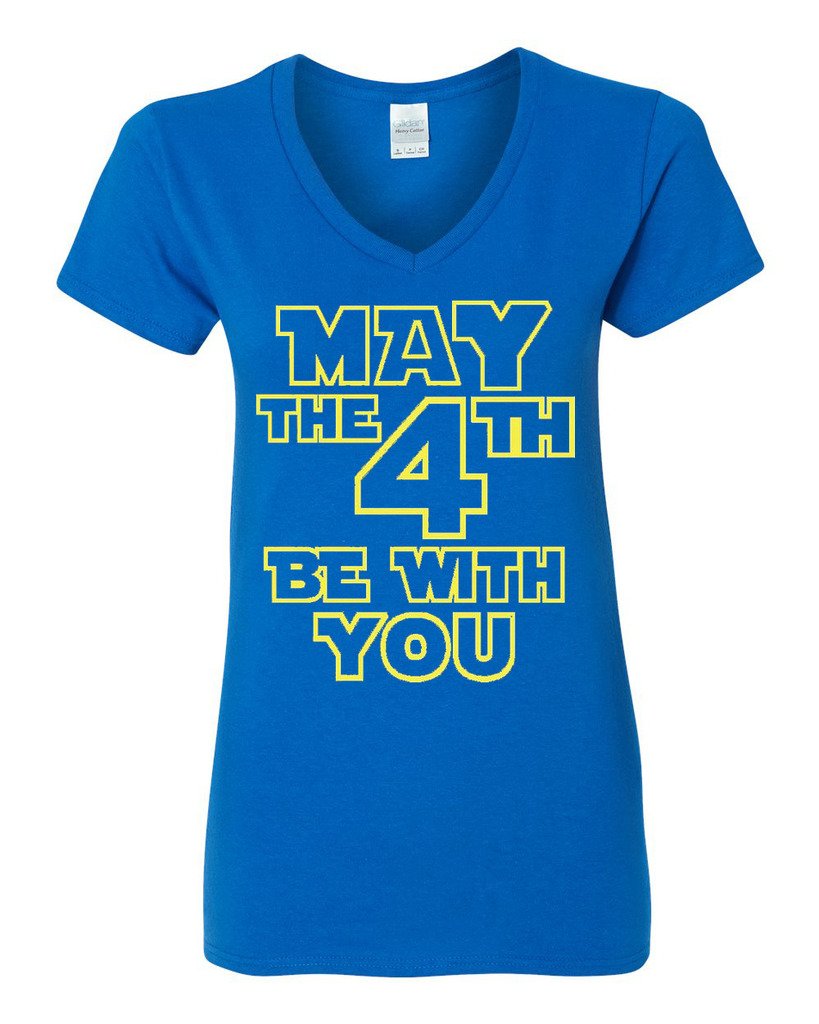 City ShirtsV-Neck Ladies May The 4th Be with You Movie TV Funny Parody T-Shirt Tee