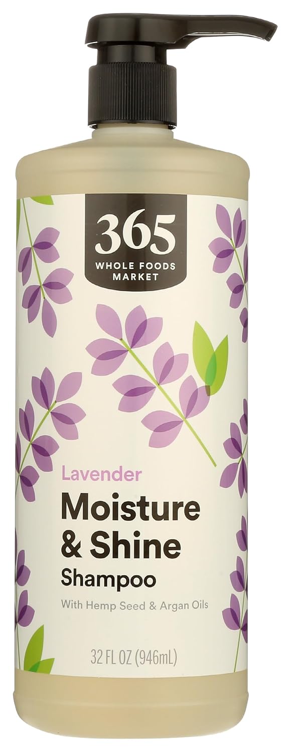 365 by Whole Foods Market, Moisture & Shine Shampoo with Hemp Seed & Argan Oil, Lavender Scent, 32 Fl Oz