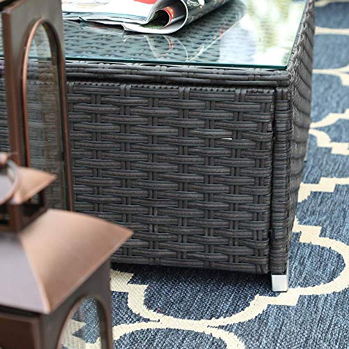 Phi Villa Outdoor Loveseat Rattan Sectional Sofa - Patio Wicker Furniture Set Outdoor Couch For Backyard, Garden (4-Piece Navy Blue) #TOP2