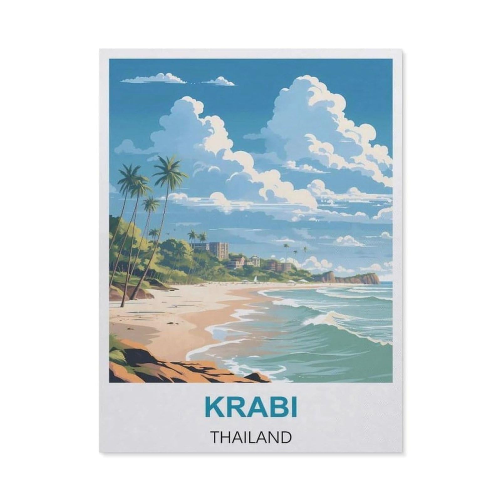 BEAYODKP 5D DIY Diamond Painting kit，Krabi Thailand Vintage Travel Poster，Round Resin Diamond Cross Stitch, Home Decoration Gift（40 x 50 cm/15.74 x 19.68 inches）-BX85