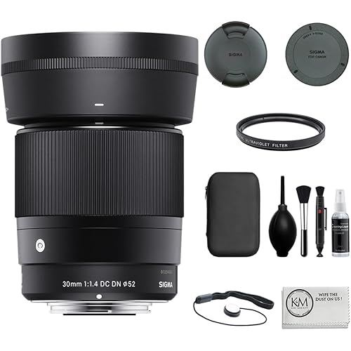 Sigma 30mm f/1.4 Contemporary DC DN Lens for Sony E Mount Bundled with UV Filter + Photo Starter Kit + Cleaning Cloth (4 Items)