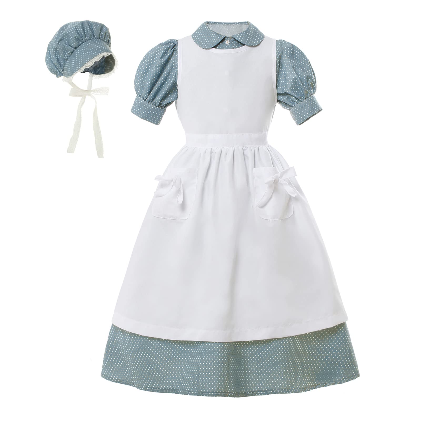 CR ROLECOS Girls Prairie Pioneer Dresses Laura Ingalls Wilder Pilgrim Colonial Costume Dress GC971D