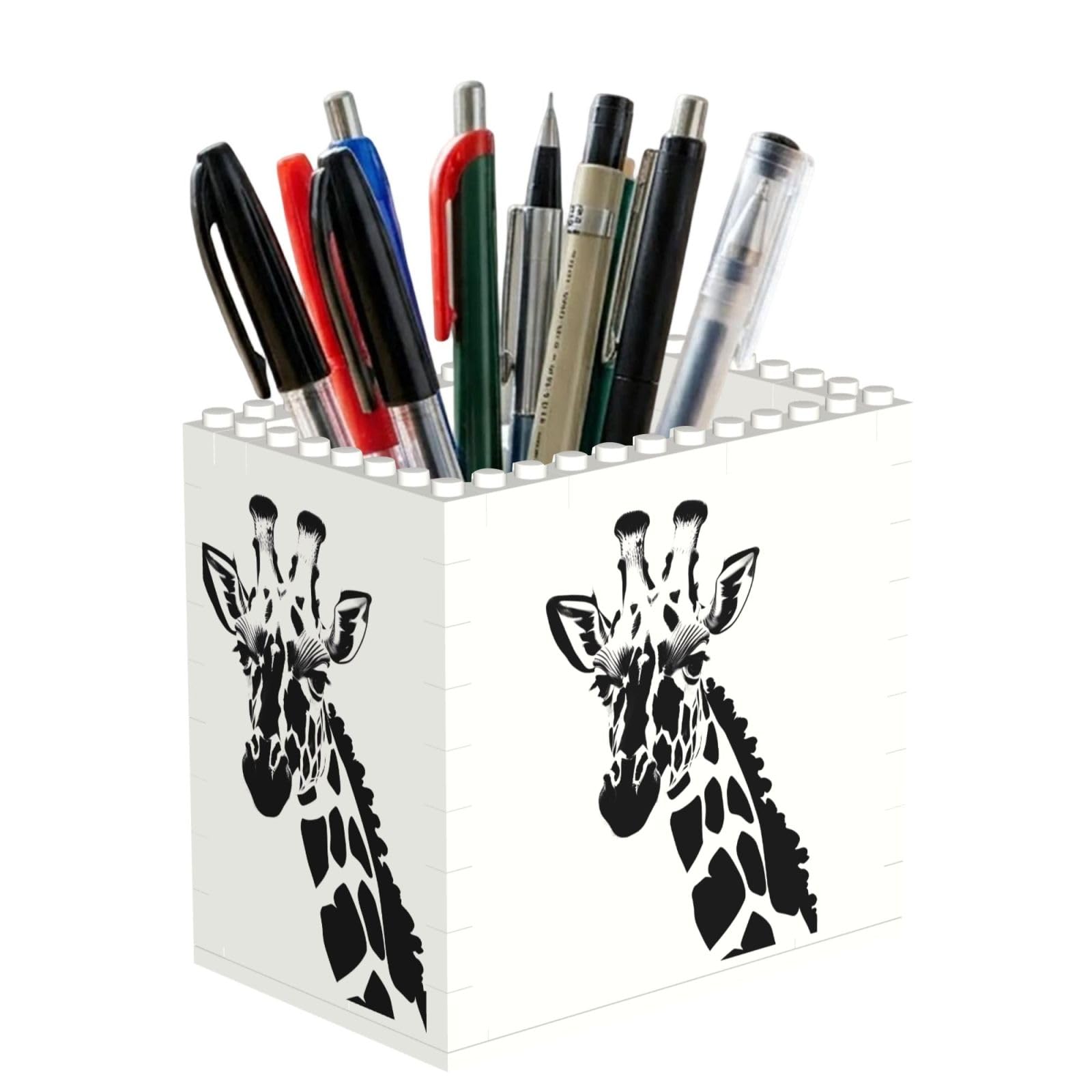 SXZVVBN Black and white giraffe Building Block Desk Tidy ABS Organiser