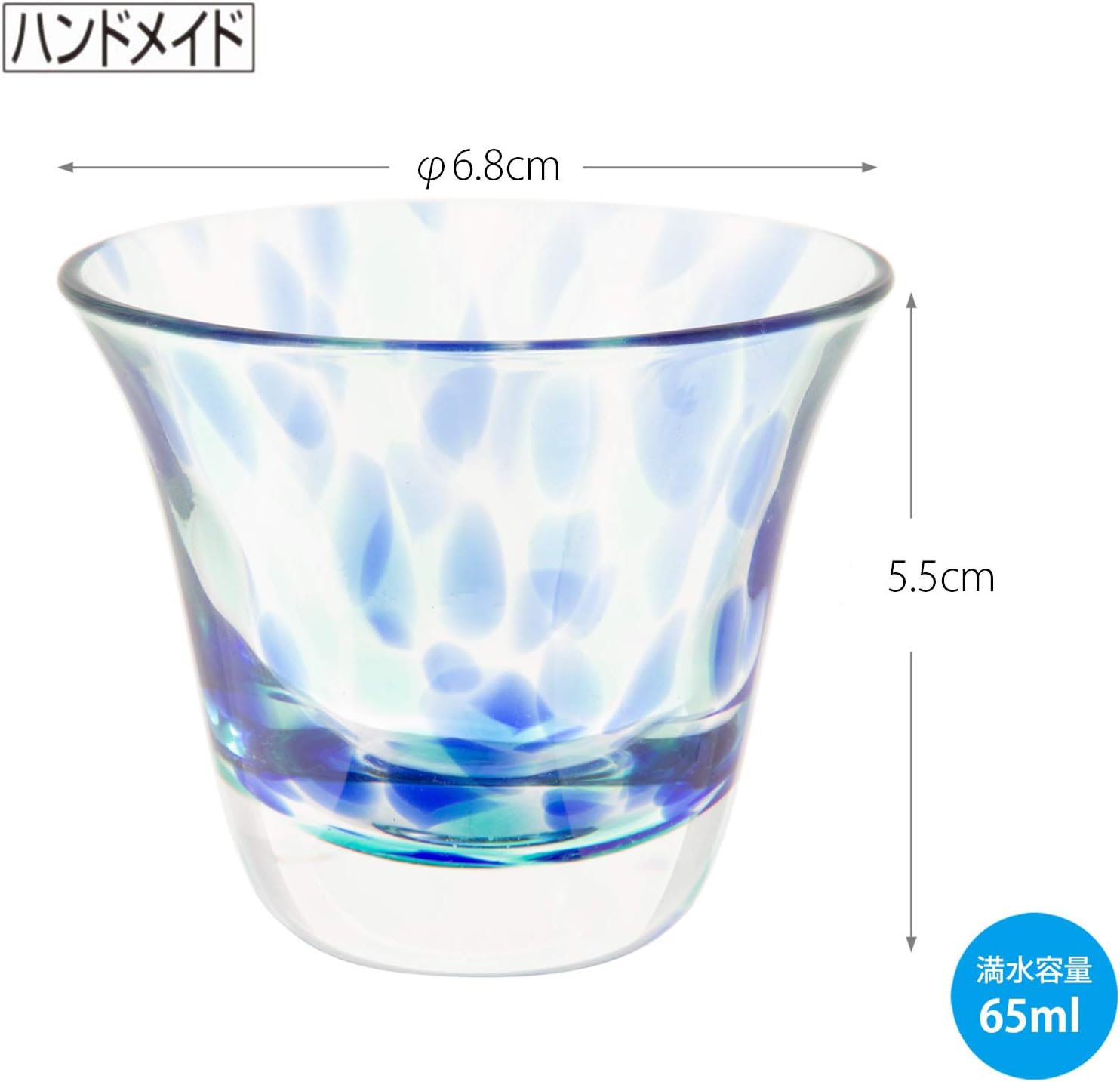 東洋佐々木ガラス Toyo Sasaki Glass SA351 Gui Cup, Blue, 2.2 fl oz (65 ml), Sake Cup, Made in Japan