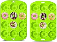 Vista 14 de Molde de silicona para donas de 12 agujeros, moldes de silicona tamaño bocado para hornear, mini molde de dona resistente al calor, mini molde