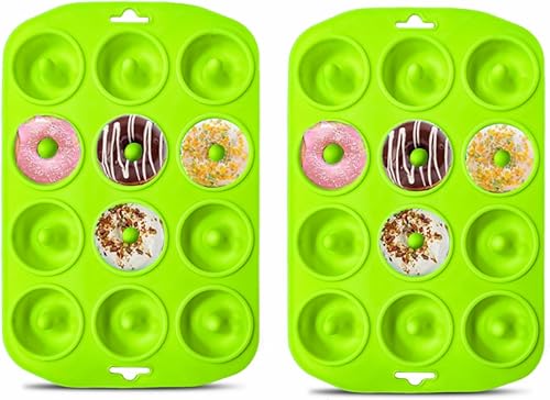 Miniatura 10 de Moldes de silicona para donas, mini moldes de silicona para hornear sabrosas rosquillas, bagels, cakecups y más (2 azul)