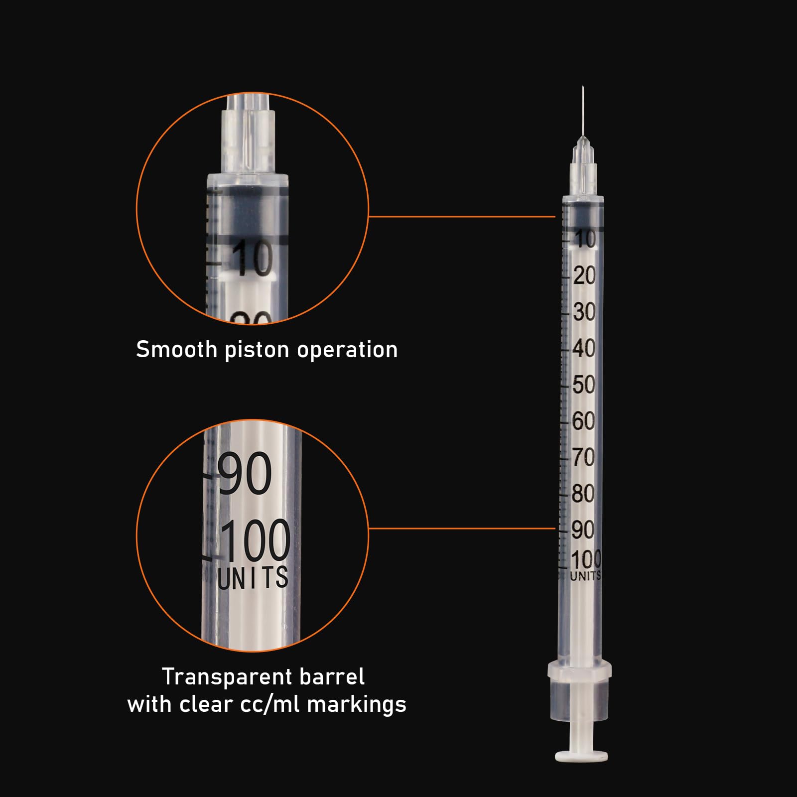 U-100 1ml 31ga Disposable Syringe and 31G x 6 mm (1/4") Needle 100Pack — Amazon image 5
