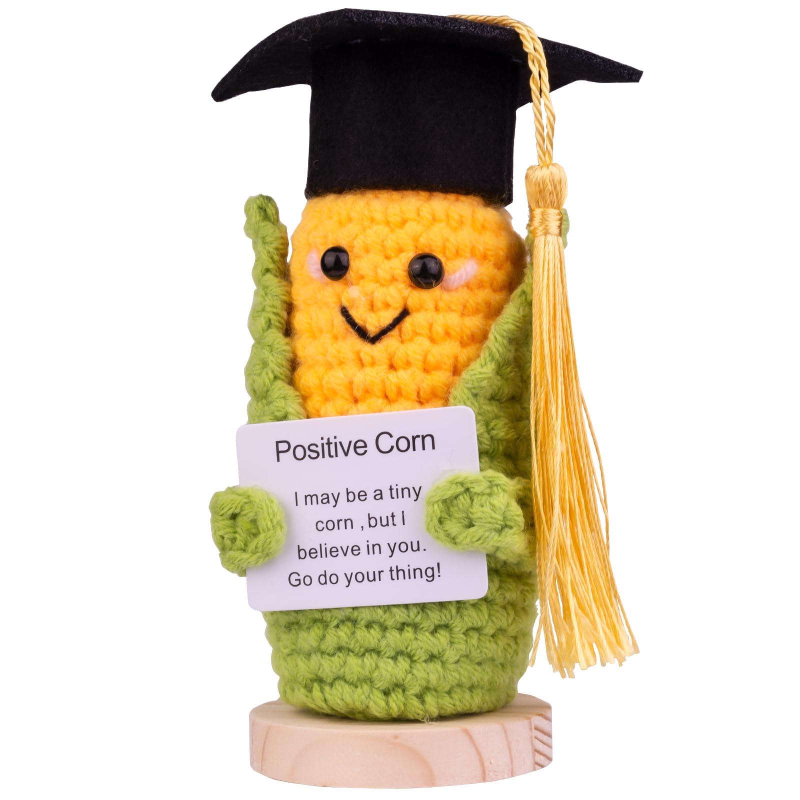 CoFuBcad 2025 Graduation Gift Emotional Support Cucumber Graduation Cap Gift, Cute Knitted Crochet Cucumber Doll with Doctoral Hat Toy with Room