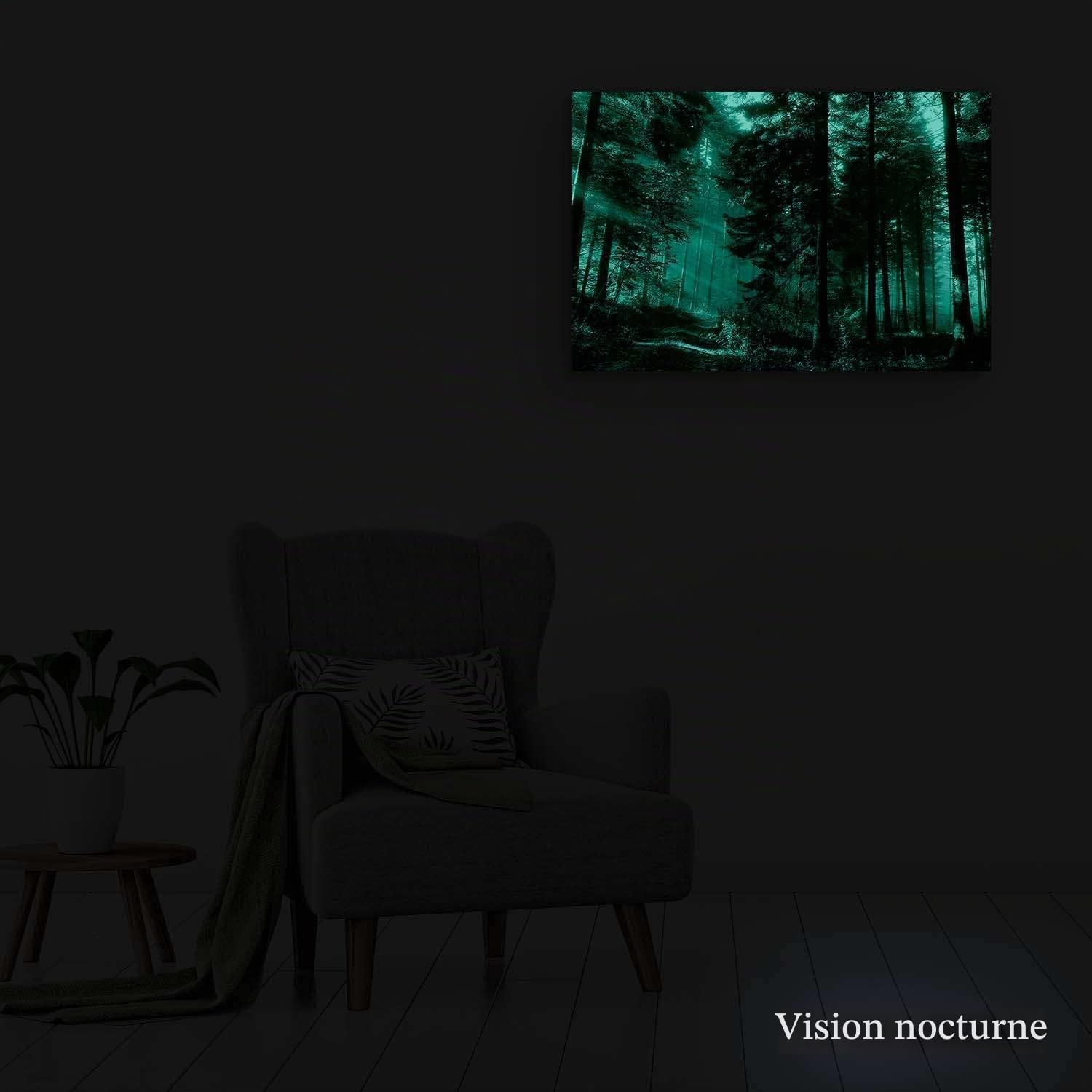 Startonight Impression Sur Toile Route dans la Forêt, Tableau Paysage - Decoration Murale Salon Moderne - Image sur Toile - 60 x 90 cm Idée Cadeau Élégante et Originale Effet Lumineux Nocturne