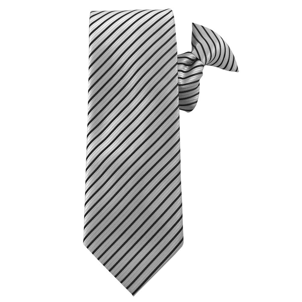 Jacob AlexanderMen's Aaric Pinstripe Professional Regular Clip-On Stripe Neck Tie - Gray and Black