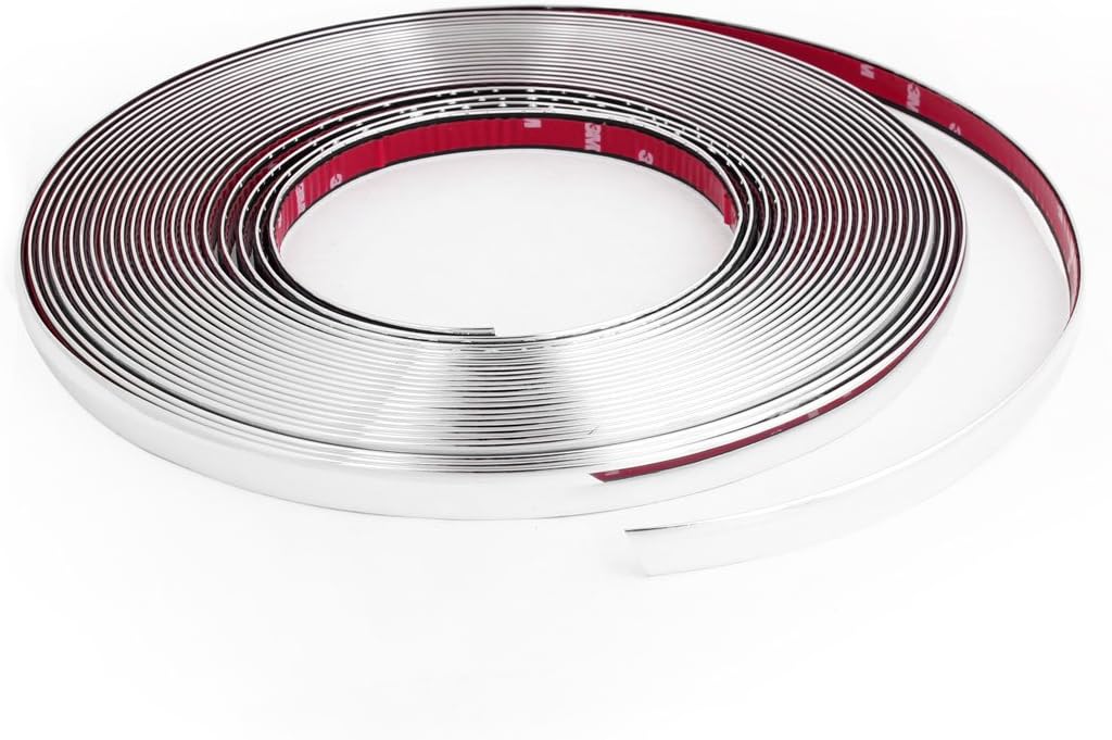 Ruilogod Silver Tone alloy Coated Car Window Moulding Trim Strip 15M x 15mm