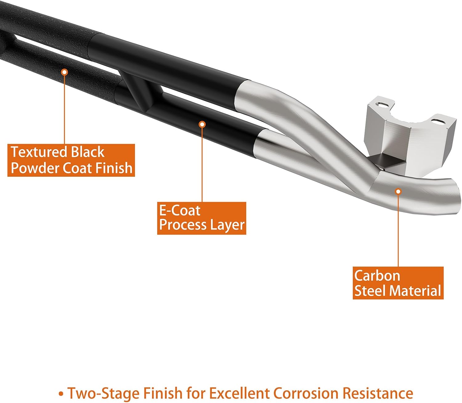 Hooke Road Wrangler JK Rock Slider Nerf Bars Running Boards for 2007-2018 Jeep Wrangler JK Unlimited 4 Door (Pair)