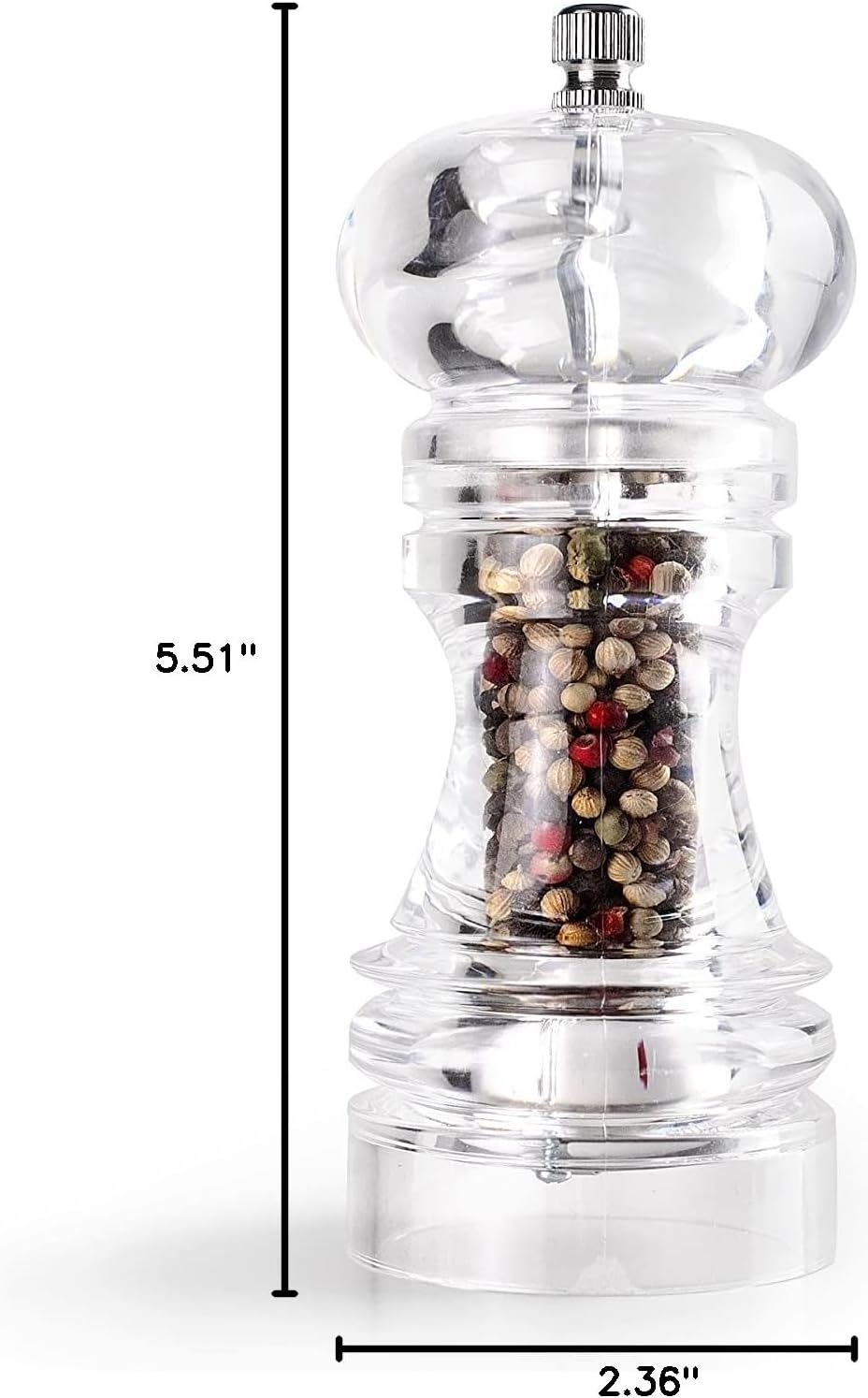 IBILI - 683414 - Clear Salt/Pepper Grinder, 14 Cm, Silver Gray
