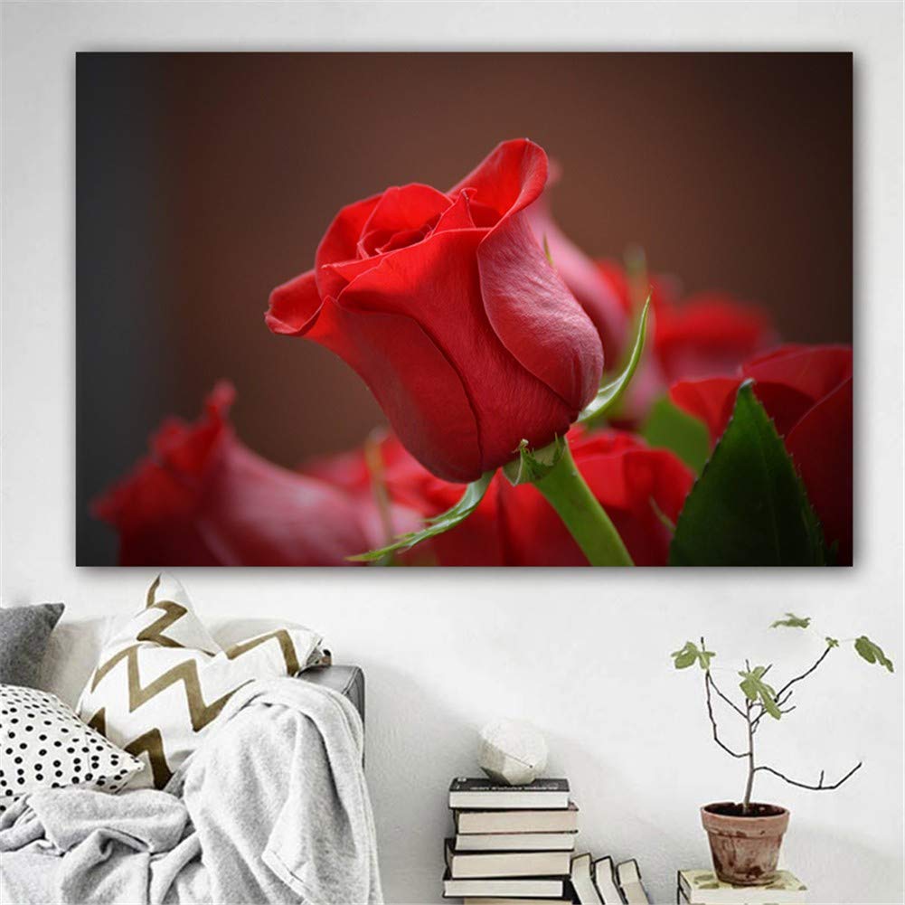 Broderie Diamant kit complet fleurs rouges 80x160cm | Diamond Painting pour adulte