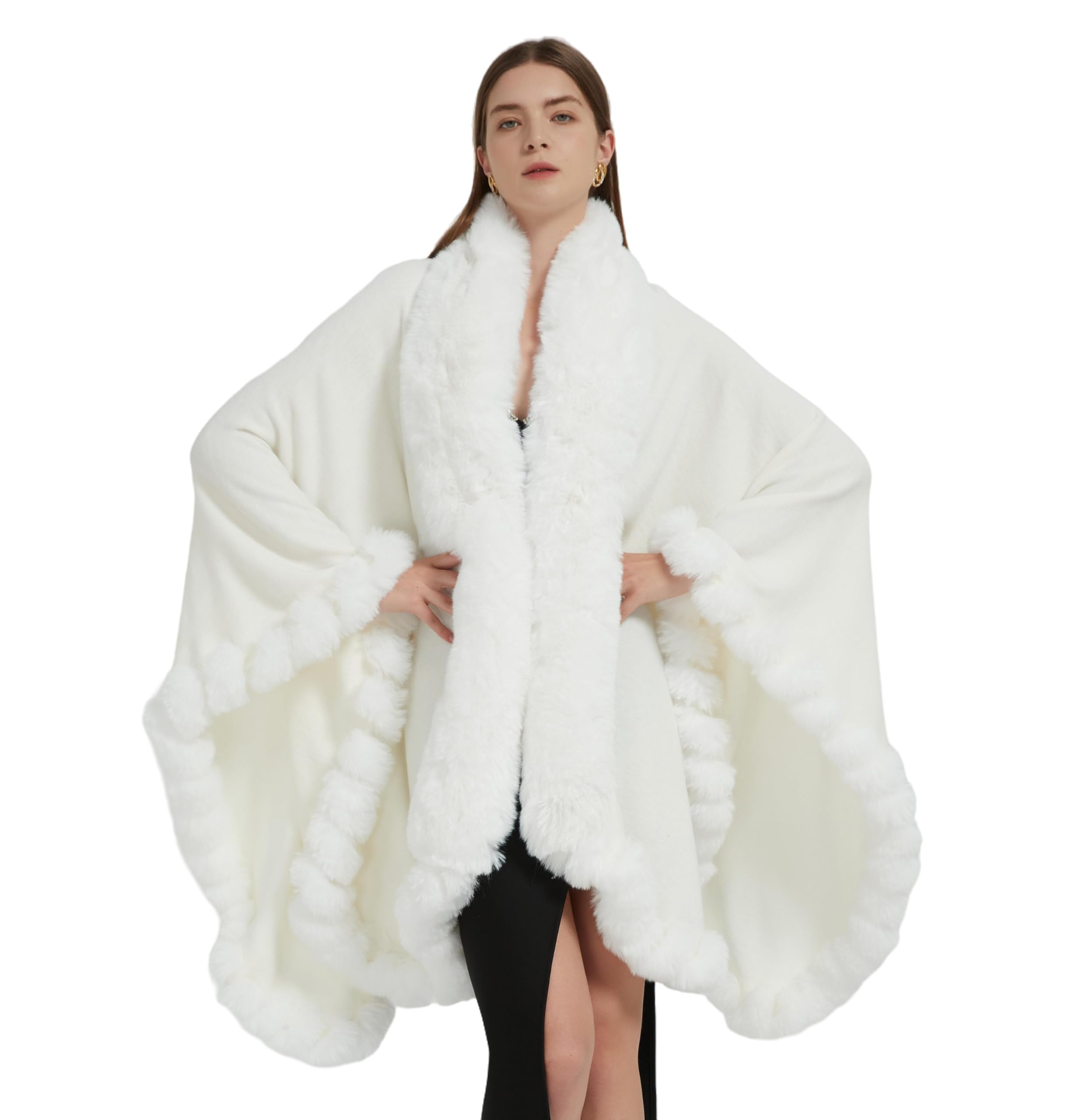 Tngan Faux Fur Poncho