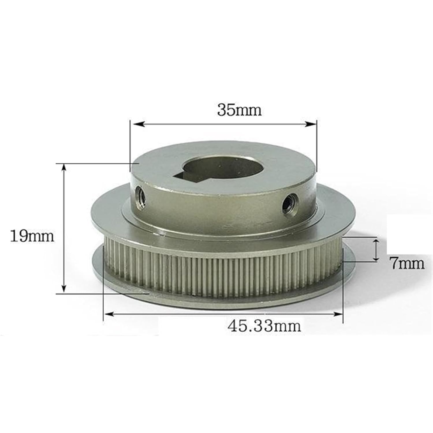 Pulley Synchronous Wheel for Width Belt LY-S2M 72T BF Type Hard Anodized Aluminium Synchronous Wheel Timing Pulley(LY-S2M72-7BF-P14/5 * 2.3)