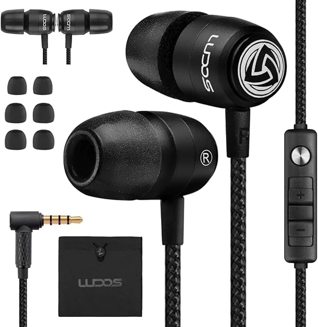Ludos CLAMOR 2 Pro Wired Earbuds in-Ear Headphones, Earphones with Microphone, 5 Year Warranty, Noise Isolating, Magnetic Earbuds, Headsets for iPhone, iPad, Samsung, Computer, Laptop, PC, Office