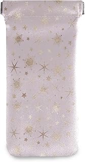 susiyo Christmas Snowflakes and Stars Glasses Case Portable Microfiber PU Leather Soft Sunglasses Bag Eyeglasses Pouch Holder Squeeze Top for Women Men