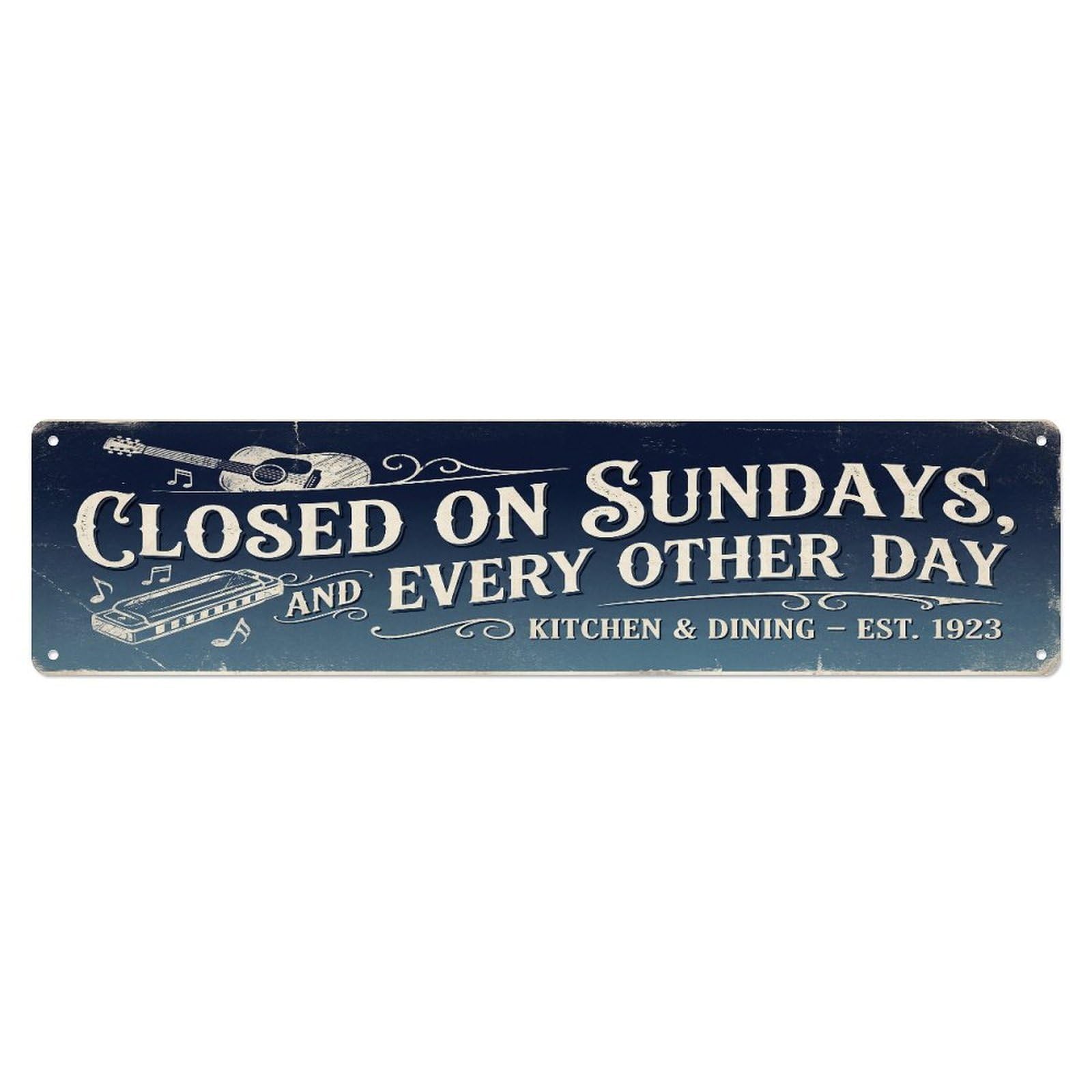 Metal Tin Sign Blues Poster Closed Sunday Kitchen