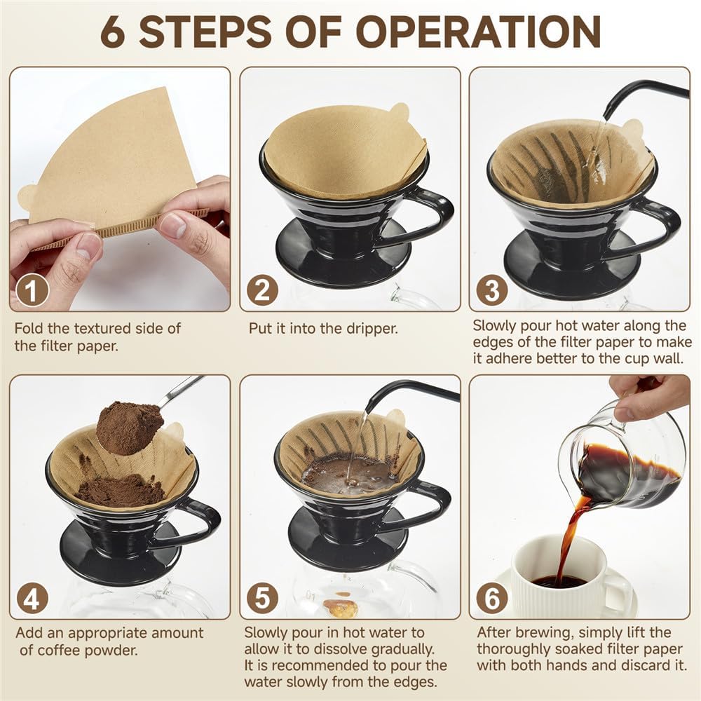 Coffee Filter, Cone Coffee Filters 2, Pour Over Coffee Filter for v60 Coffee Dripper and Drip Coffee Maker, 1-4 Cup, 100 Count, Disposable Natural Unbleached Size 02 Coffee Filters