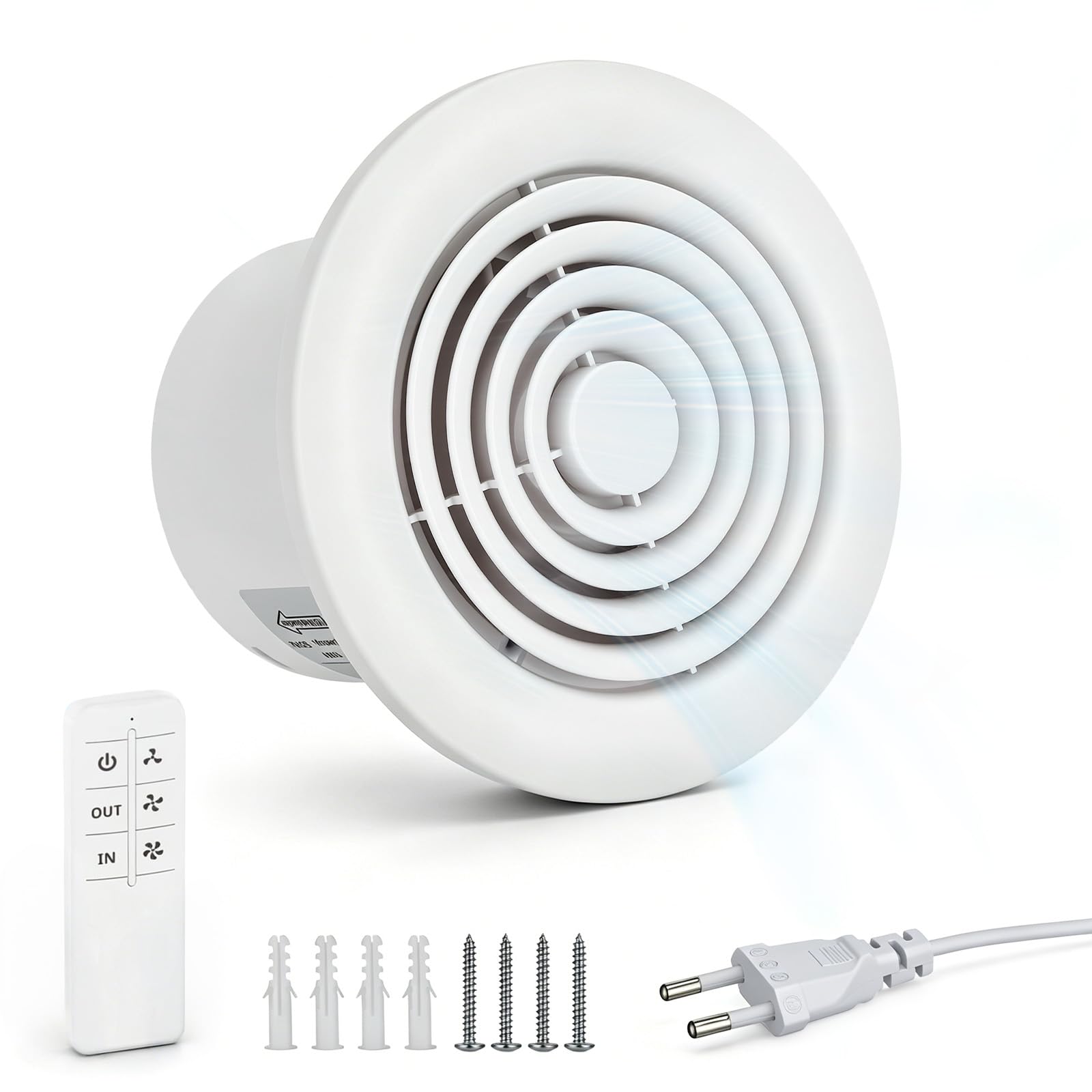 Extracteur D'Air 100mm,2 Directions,3 Vitesses,100 M³/H,Étanche Ipx4 | Avec Télécommande,Ventilateur Silencieux 15W Pour Salle De Bain,Cuisine,Wc,Garage