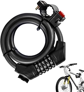 Bike Lock Cable - 5-Digit Bicycle Anti-Theft Coiling Lock | Long Security Bike Lock, Cycling Accessories for Mountain Bikes, Road Bikes, Scooters, Motorcycles Youding