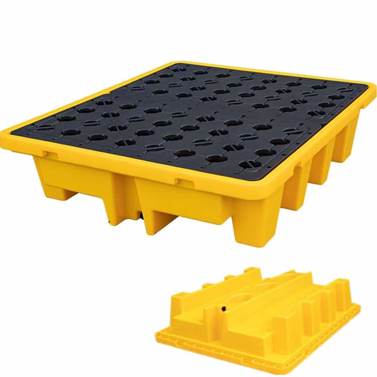QUSYZD Spill Containment Tray with Grating, Leak Proof Platform for Oil Drums and Chemical Barrels,67 * 67 * 15cm