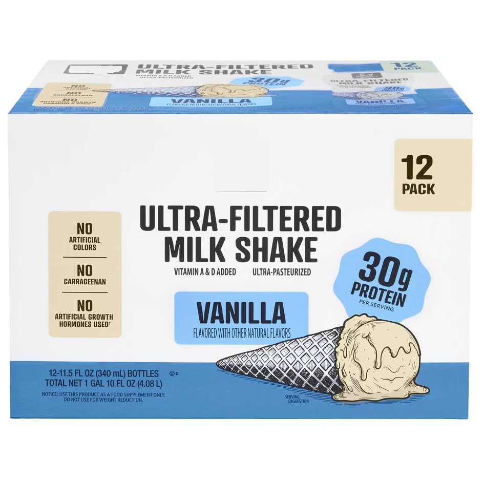 M.M Vanilla Protein Shake, Ready to Drink, 30g Protein, 2g Sugar, 12 Pack
