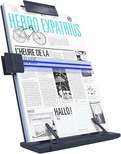 Miniatura 1 de ShellKingdom Soporte para libro de documentos de escritorio con 7 posiciones ajustables de fácil visión, 11.8 x 9 pulgadas (negro)