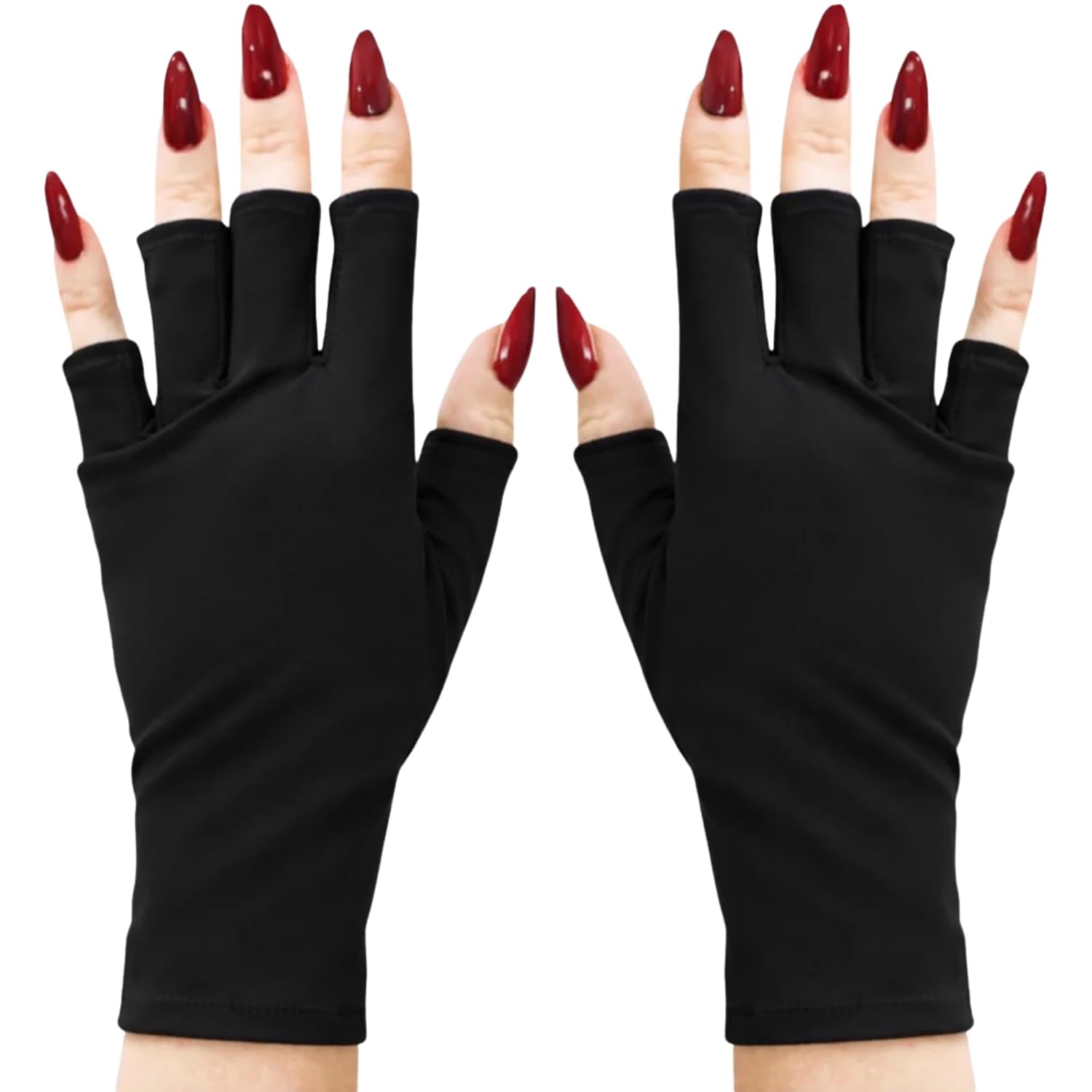 ManiGlovz -The Original Dermatologist Recommended UPF 50+ UV Protective Manicure and Sunblock Fingerless Gloves, Sun Protection, Driving and Gel Manicure Gloves in Black
