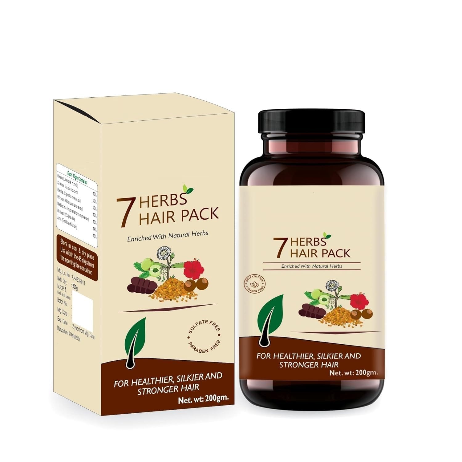 SA 7 Herbs Hair Pack | Herbs for Healthy Hairs| With Bhringraj, Amla, Hibiscis, Methi, Mehndi 100% Ayurvedic