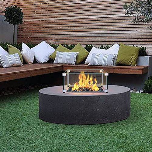 Apromise Fire Pit Wind Guard - 15" X 15" X 7" Square Fire Pit Glass Wind Guard For Fire Pit & Fire Table | 5/16-Inch Thickness Tempered Glass & Aluminum Corner Bracket & Rubber Feet | Easy To Assemble #TOP6