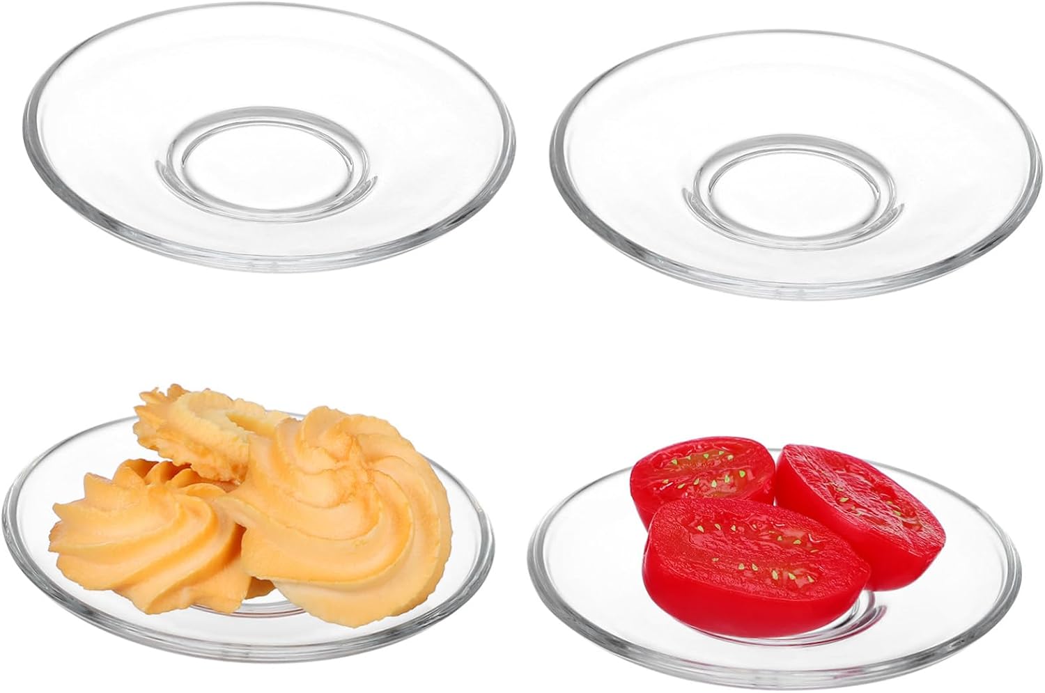 4Pcs Glass Plates Saucers Heat-Resistant Heat Protection Snack Storage Glass Kitchen Tableware Vintage Design