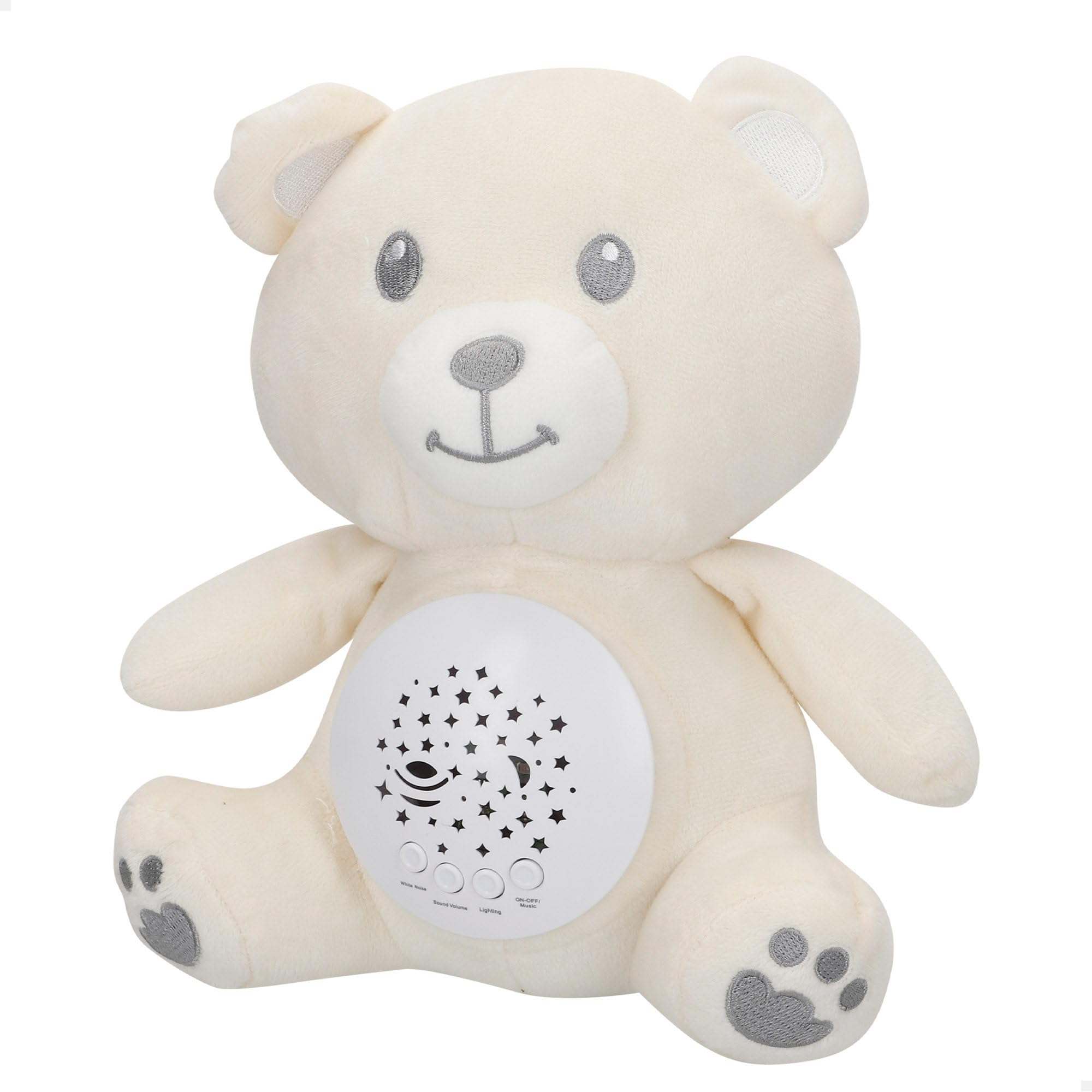 COLORBABY Genial Baby Star Projector, Bear, 25 cm, Night Light and Timer, Children's Plush Remover, with Sounds and Noise White Baby, Newborn Gift, Gifts for Babies (34034)