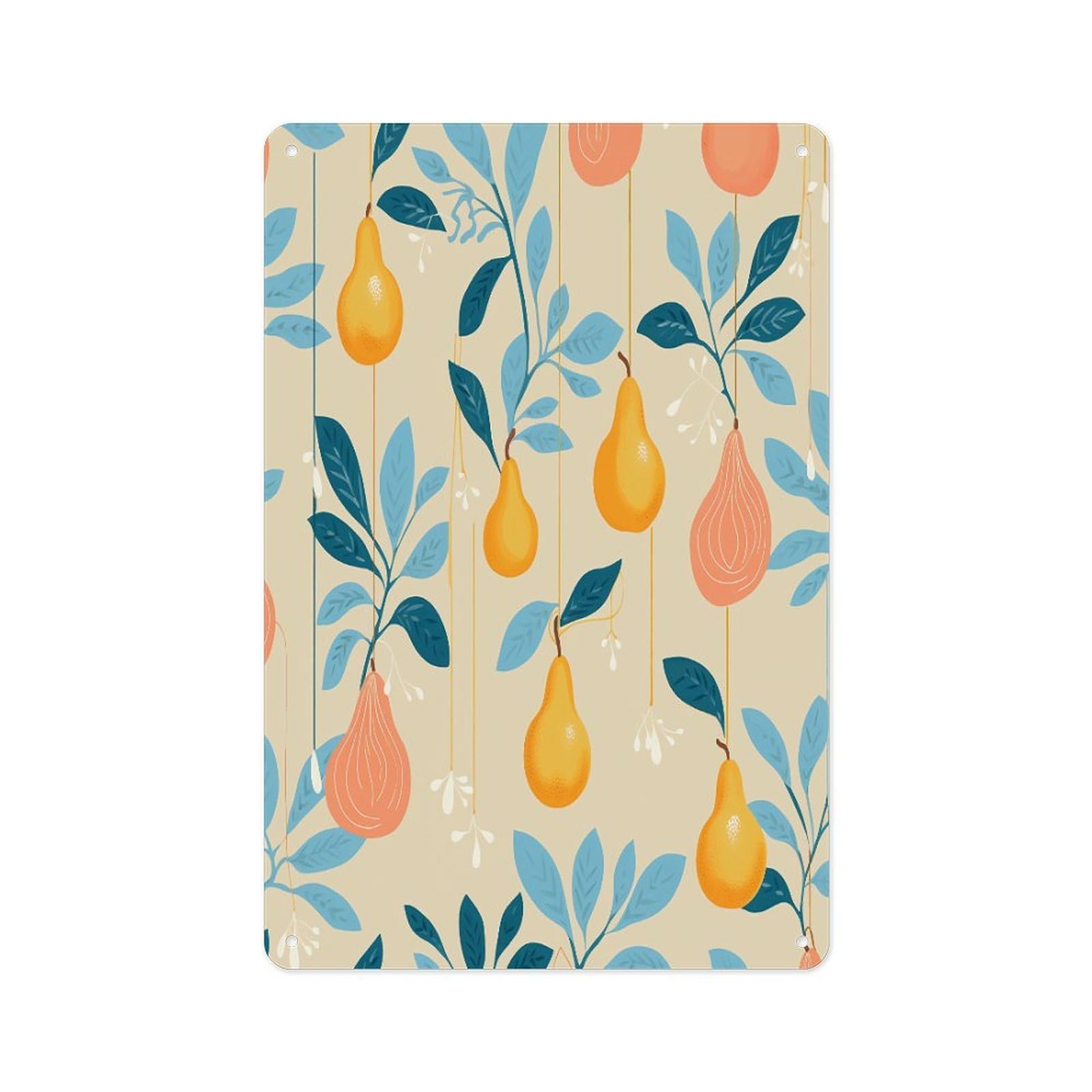 Fekiloot Style Pears And Leaves Wall Decor Metal Signs Tin Signs Poster