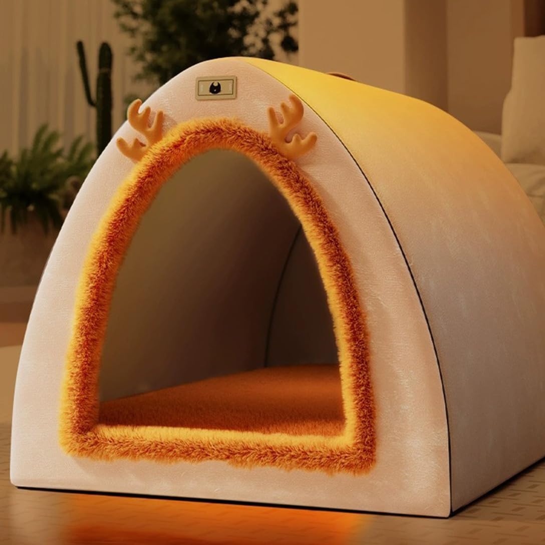 130H05 冬用ペットベッド 猫 犬 ハウス 50㎝ 暖か ふわふわ ブラウン Amazon | ペットベッド 冬用 ペットハウス 室内 ドーム型 犬