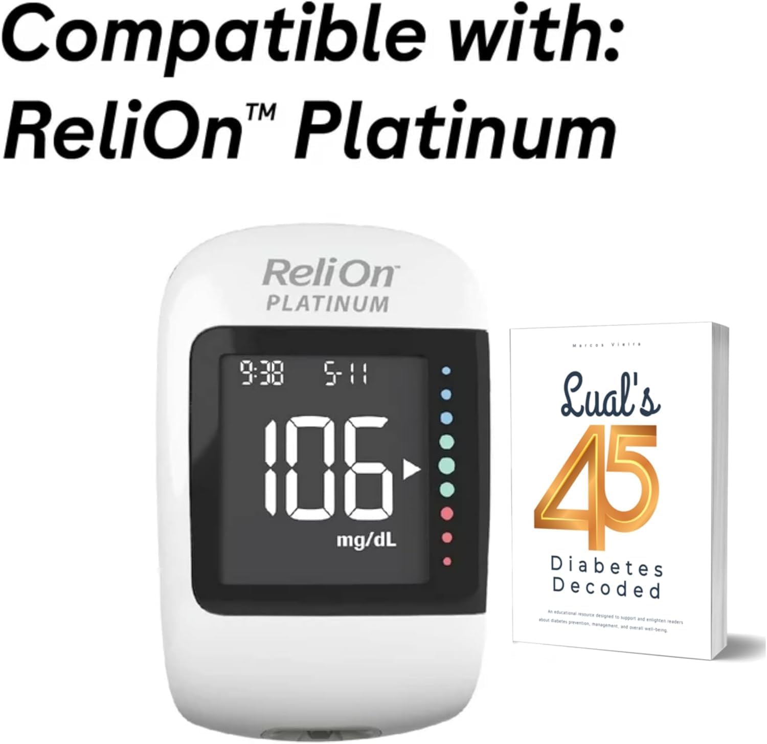 Platinum Test Strips 100 Count. Compatible with Platinum Meter, Testing Blood Glucose, Bundle with 45 Diabetes Decoded eBook Included (100 Count)