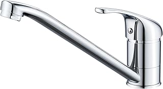 Rehomthy Kitchen Sink Mixer Tap, Single Lever Kitchen Faucet with Long Swivel Spout, Solid Brass Body, Chrome