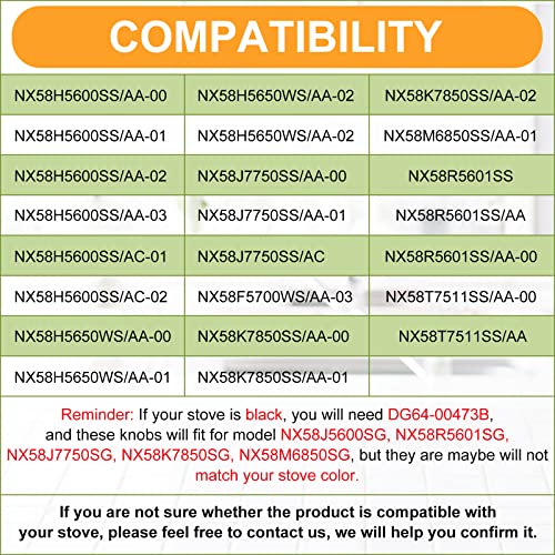 [Upgraded] Dg64-00473A Stove Knobs Compatible With Samsung Gas Range, Reinforced Stainless Steel Protection Power Ring, Ultra Durable Control Knobs Replacement For Samsung Stove Burner Oven (5 Pack) #TOP4