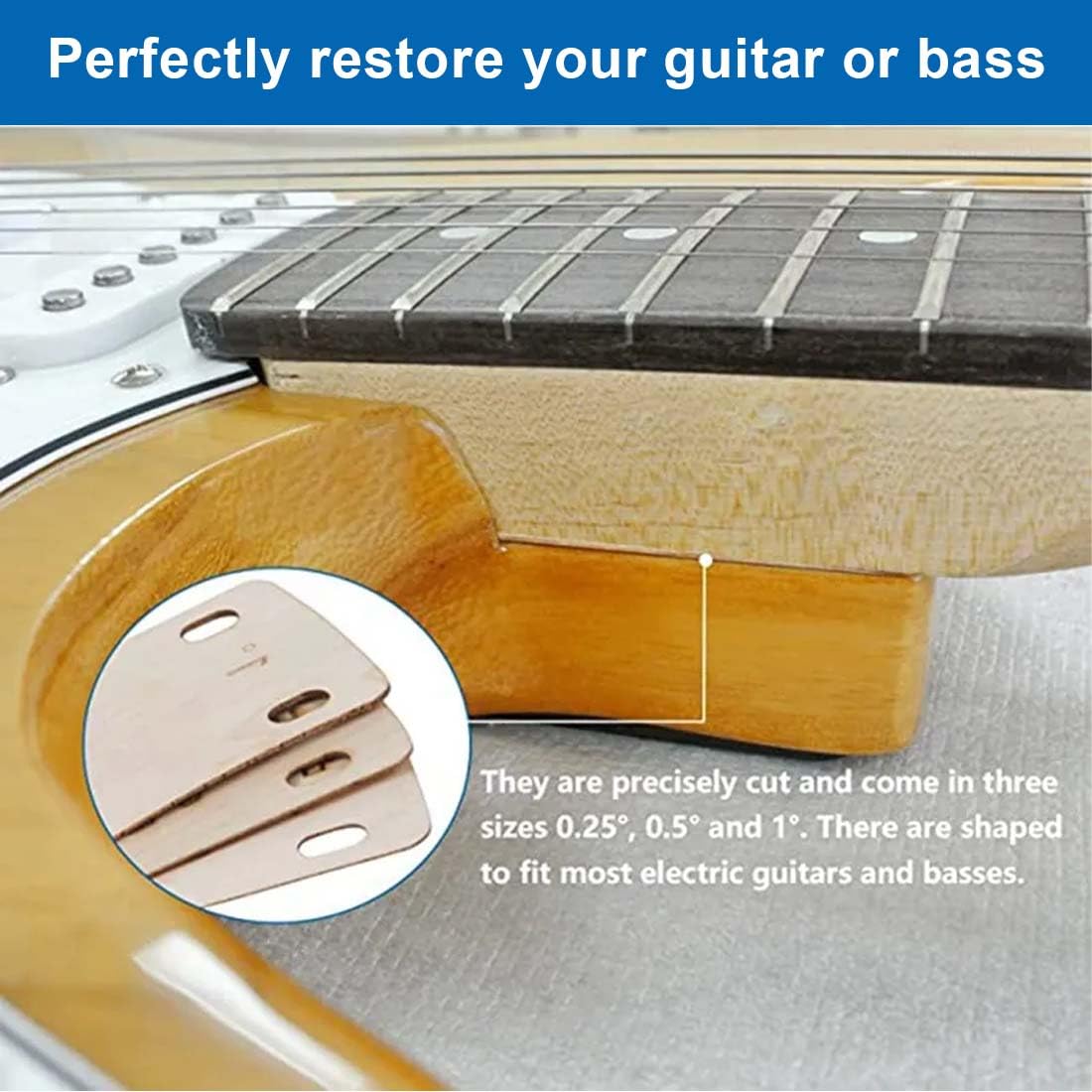 3 Stück 25° Gitarren Hals Shim Aus Ahornholz – Präzise Winkelanpassung Für Gitarre Und Bass