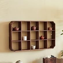 3-Tier Solid Wood Wall Mounted Coffee Mug Display Rack Vintage Wood Tea Mug Shelf Vertical Wall Rack Storage Rack for Dining Room, Coffee Bar85.5 * 11 * 49.7cm/33.7 * 4.3 * 19.6in