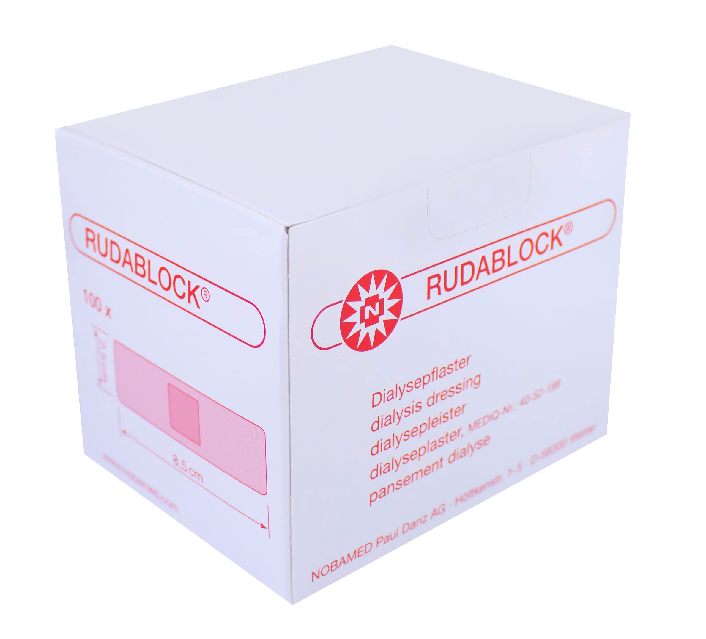 Rudablock - Cerotti a pressione per dialisi, 2,5 x 8,5 cm, colore: Bianco sterile Noba (quantità: 200 pezzi)