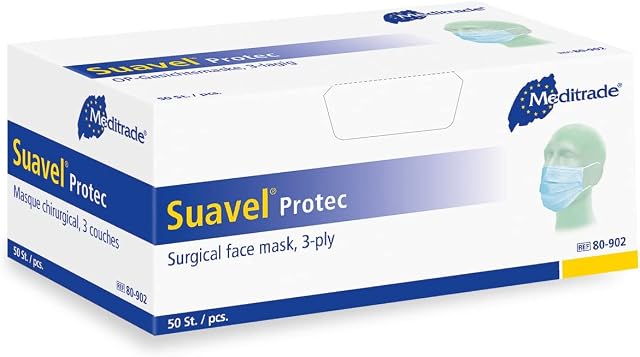 Meditrade 80-902 | Suavel® Protec Type IIR Surgical Facemask with Earloops, x50