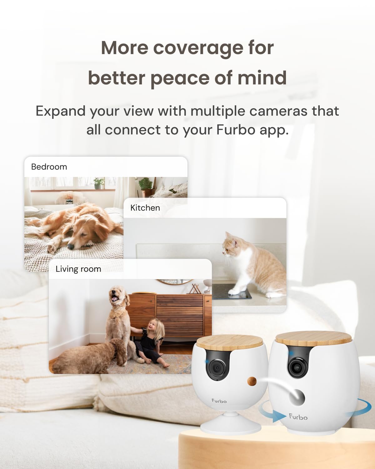 Furbo [New Mini 360° Camera + Mini Cam [New Subscription Required at Setup] (2-Camera Bundle Nanny Pro Subscription): Pet Safety Alerts, Dog & Cat Cameras with Speaker, Phone App & Night Vision