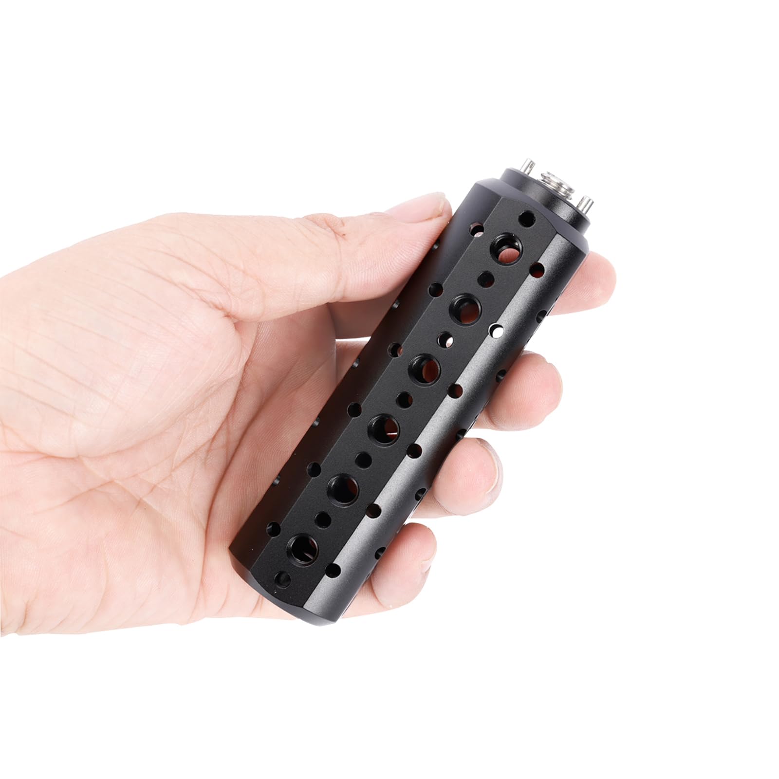 NICEYRIG Runder Universal Handle Griff für Kamerakäfig, multifunktionaler AR-ri-Verlängerungsgriff mit 1/4-Zoll-20 und 3/8-Zoll-16 Loch zum Positionieren, universeller ergonomischer Handgriff