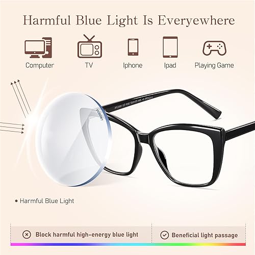 Miniatura 8 de PUBOWT Gafas de lectura de gran tamaño para mujer, ojo de gato, luz azul, lector de computadora, elegante, irrompible, moda grande, PT2001A