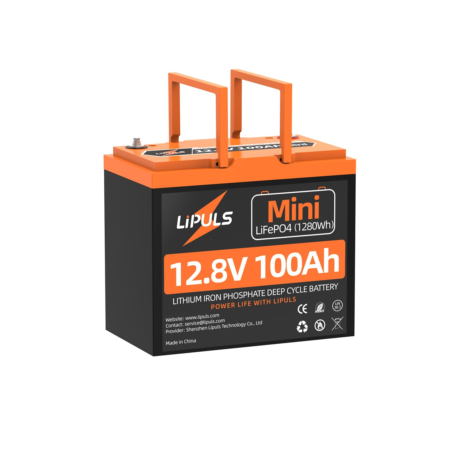 12V 100Ah Mini LiFePO4 Battery, Smaller than Group 24 Lithium Battery, Max.1280Wh, Built-in 100A BMS, UP to 15000 Cycles Lithium Battery for RV, Camping, Solar Off-Grid, Trolling Motor