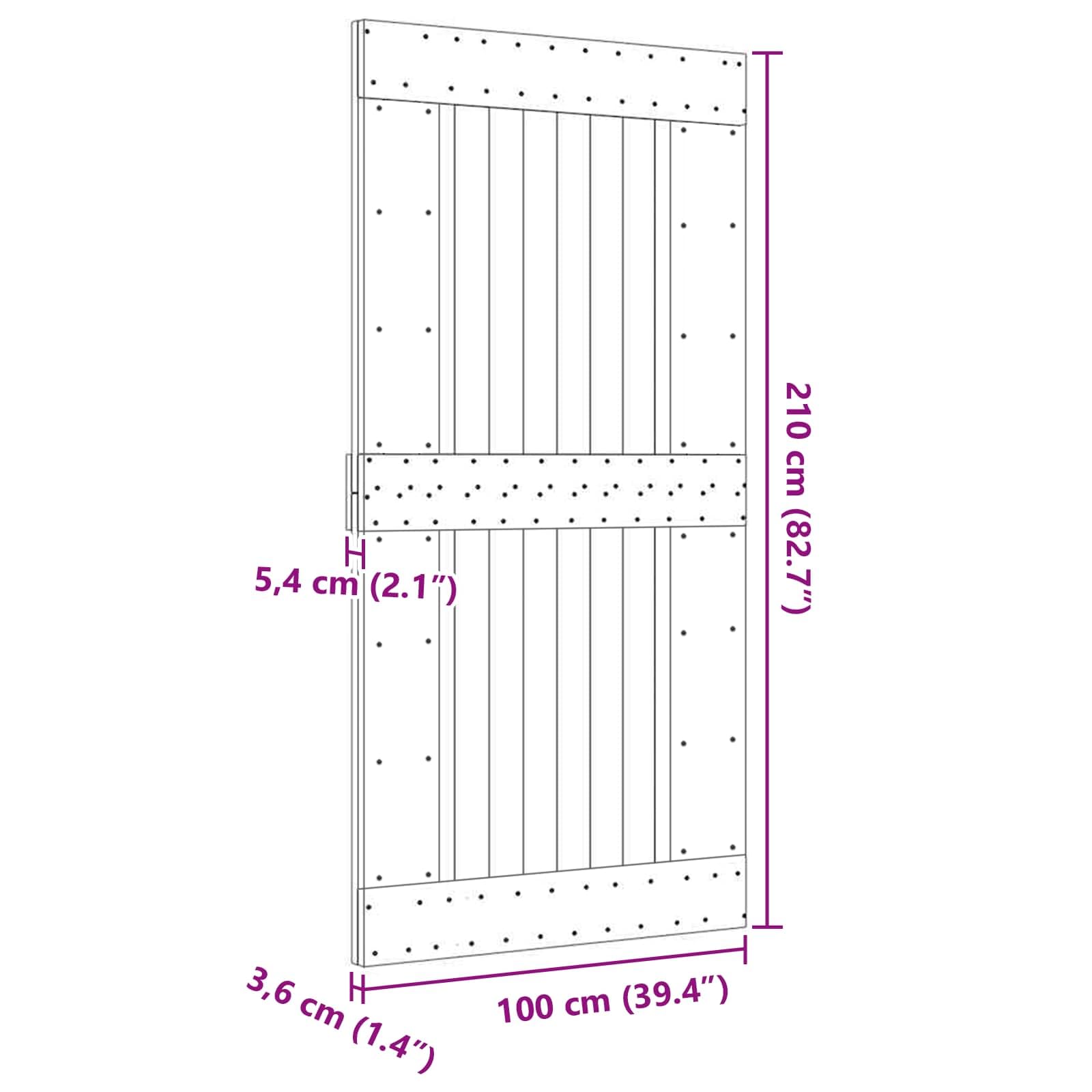 vidaXL Tür NARVIK Natur 100 x 210 cm Massivkiefer, Moderner rechteckiger Tür, aus massivem Kiefer, platzsparend, stylischer Raumteiler, funktionales Design